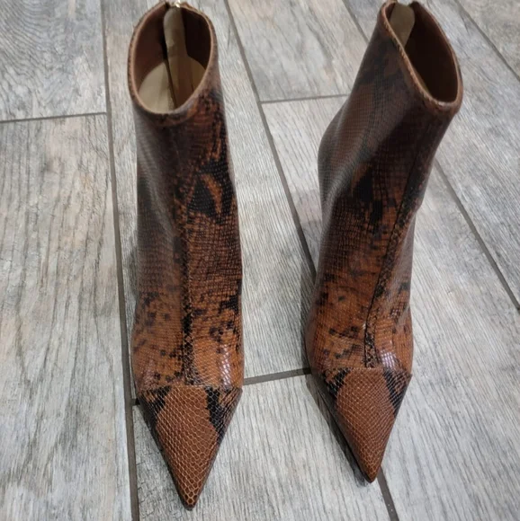 JIMMY CHOO Kix 65 Cuoio Snake Print Pointed Toe Leather Boots Size 36.5 ITALY - Picture 7 of 17